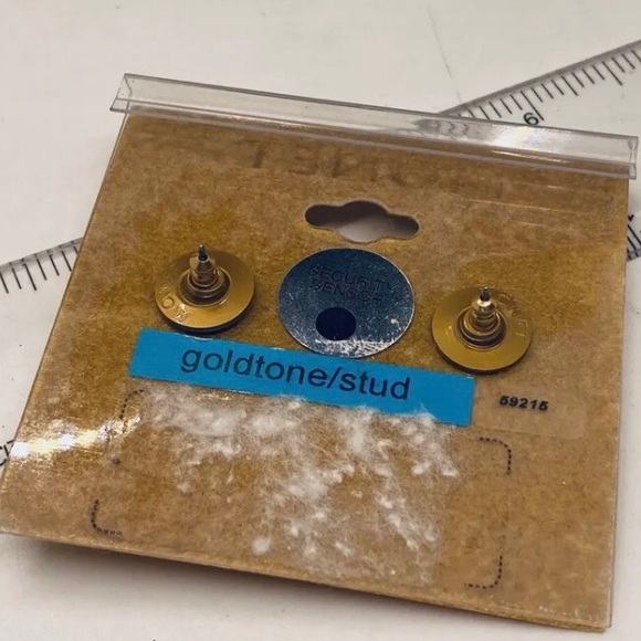 NWT Monet Earrings- Matte Gold tone.  Textured button muted gold tone - Picture 5 of 6